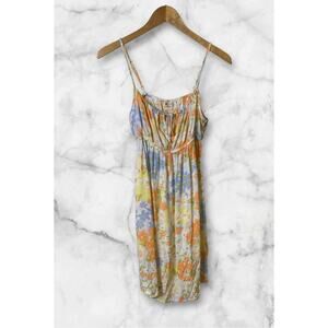 Billabong Women's White Floral Spaghetti Strap Keyhole Neck Sundress Size Small